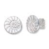 A pair of small earrings, approx. 10 mm, round shape. 14 carat white gold, shaped like a conch shell. A design collaboration with Tromsø musician Aggie Frost