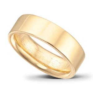 Stille Hav giftering. Stilren ring, 6 mm bred. Avrundet inni gjør den behagelig på. Gult gull. Blank utgave.