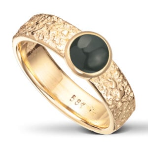 Fråst 585 gult gull ring, m/6 mm dyb grønn Turmalin