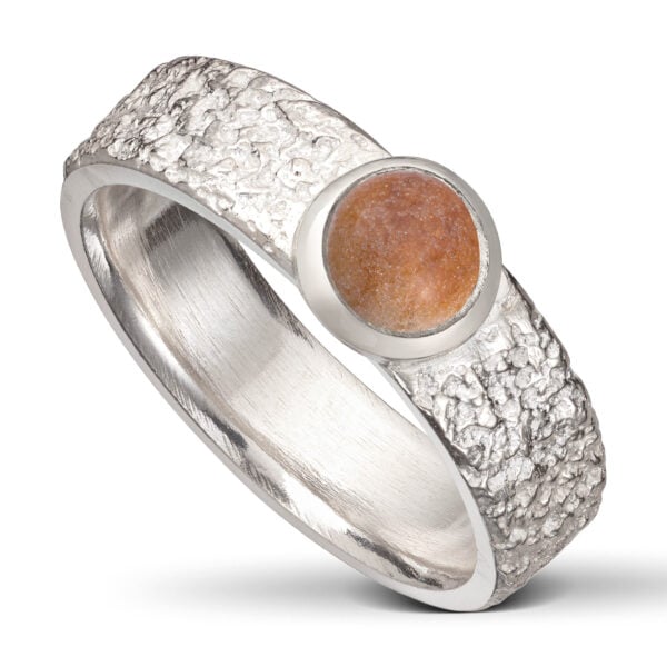 Fråst sølv ring, m/6 mm Kvartsit.