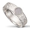 Frosted silver ring, w/6 mm Snow Quartz.
