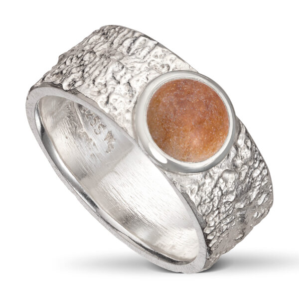 Fråst sølv ring, m/8 mm Kvartsit.